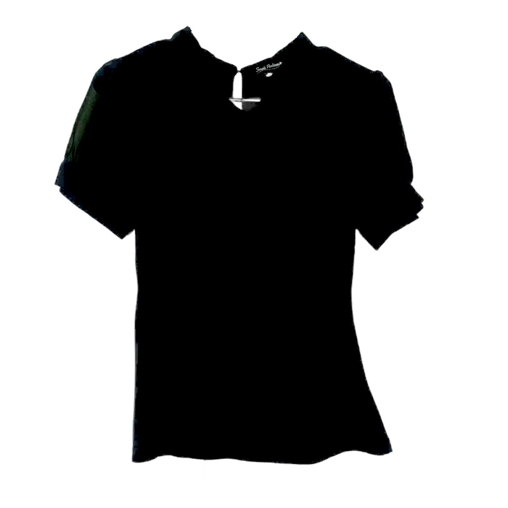 Smak Parlour Black Collared Sheer Sleeve Blouse
